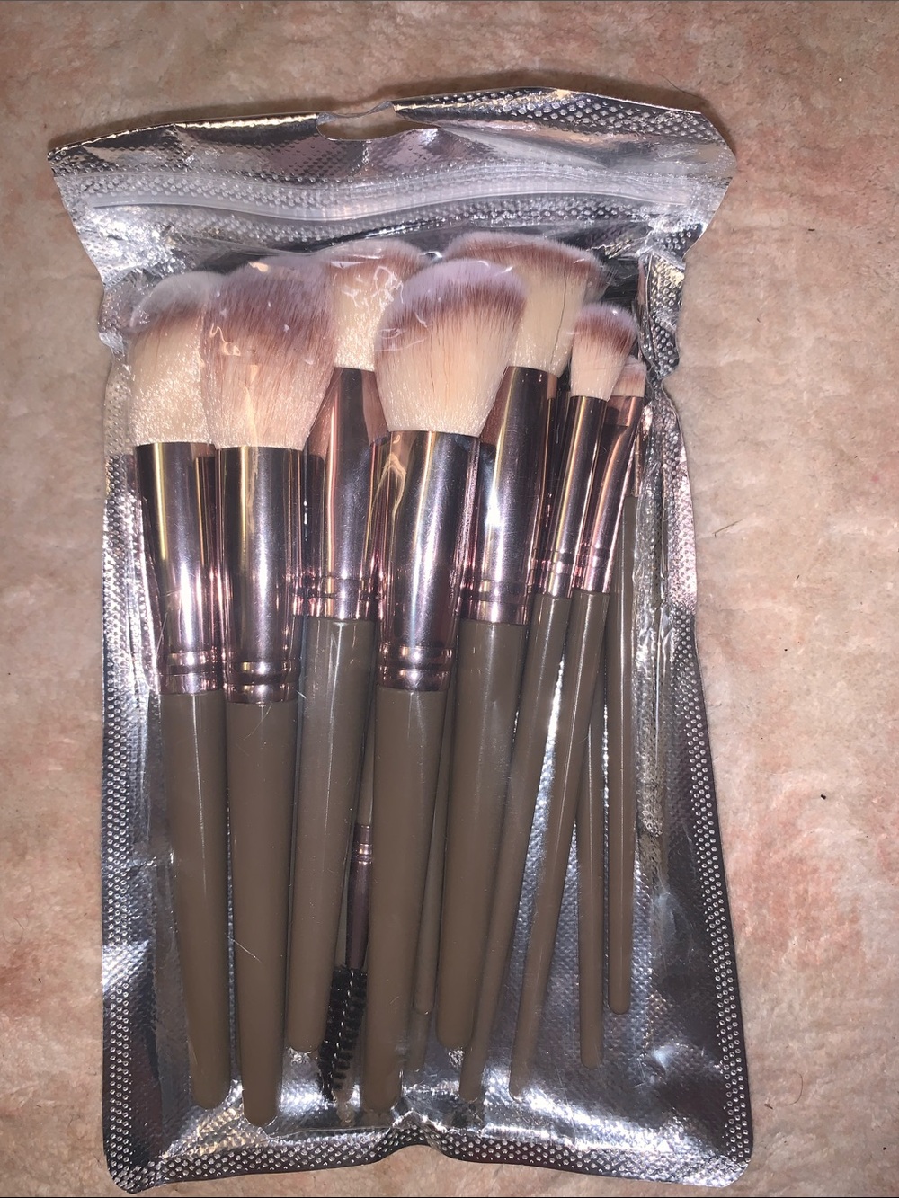 NWT Premium Synthetic Makeup Brush Set - Champagne Gold / Brown (Multi-Piece)